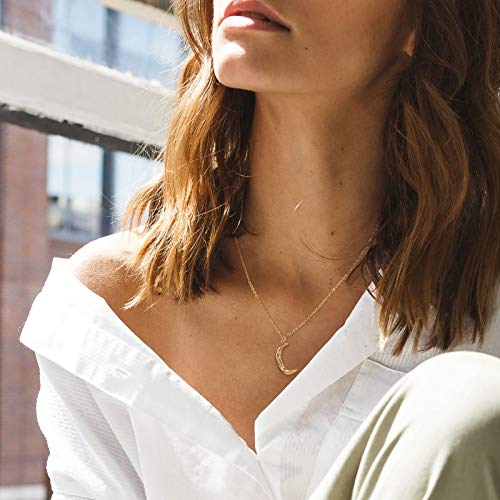 Gold Moon Pendant Necklace for Women,14K Gold Plated Dainty Chain Crescent Moon Sun Star Necklace Jewelry3