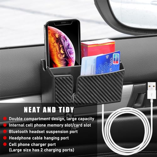 Image of Dickno Car Storage Box for Mobile Phone, Multifunctional Carbon Fiber Car Cell Phone Holder, Auto Dashboard Pocket Organizer, Vehicle Interior Accessories for Storge Phone Key Coin （Large）