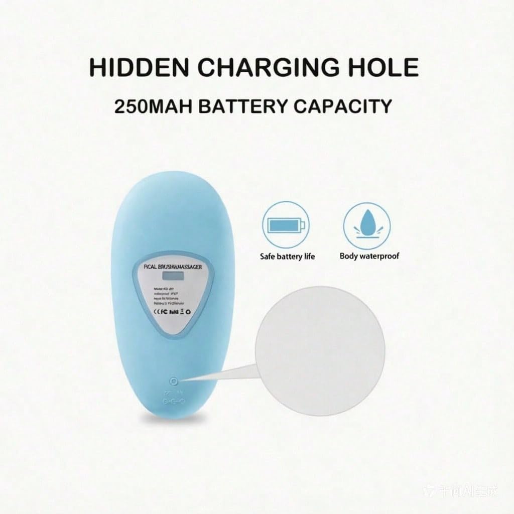 Portable Electric Silicone Facial Cleanser, Mint Blue