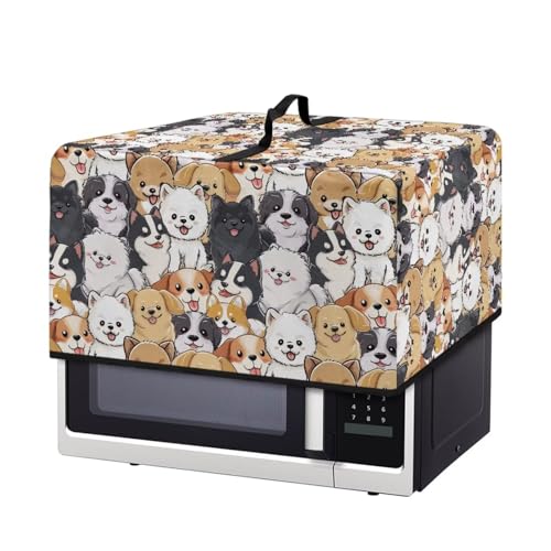 Image of Convection Oven Dust Cover with Handle Washable Microwave Oven Cover Dust Protection Kitchen Appliance Protector, L, 20.9 x 15.7 x 12.4 Inches, Cute Dog Puppy Pattern