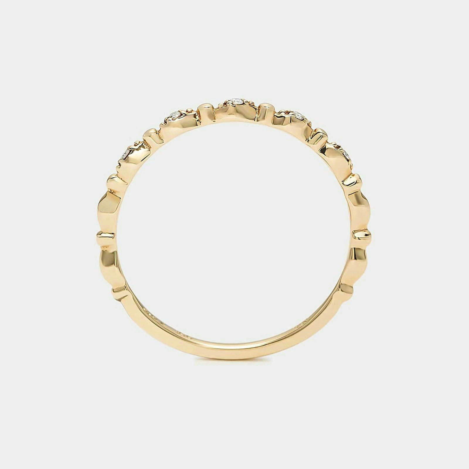 Pierścionek dla kobiet, złoty, 18K Infinity Band z okrągłym pierścionkiem moissanite, dla kobiet, złoty