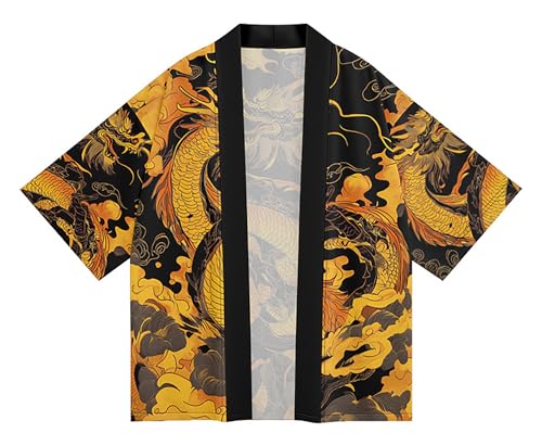 Image of Women's and Men Kimono Cardigan Japanese Long Sleeves Lightweight Open Front Coat Tops