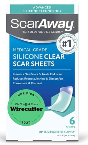 ScarAway Advanced Clear Silicone Scar Sheets, Medical Grade Silicone Strips