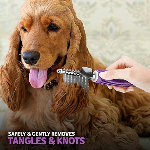Poodle pet dematting fur rake comb brush tool - dog and cat comb with long 2. 5 inches steel safety blades for detangling matted or knotted undercoat hair 6 Poodle pet dematting fur rake comb brush tool - dog and cat comb with long 2. 5 inches steel safety blades for detangling matted or knotted undercoat hair - image 7