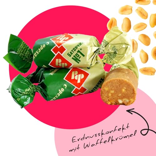 PERE’S CANDY - Erdnuss Knusperling 800g - Erdnusskonfekt mit Waffelkrümel - Süßigkeiten Großpackung - Einzeln Verpackt - Ideal als Geschenk und Teilen