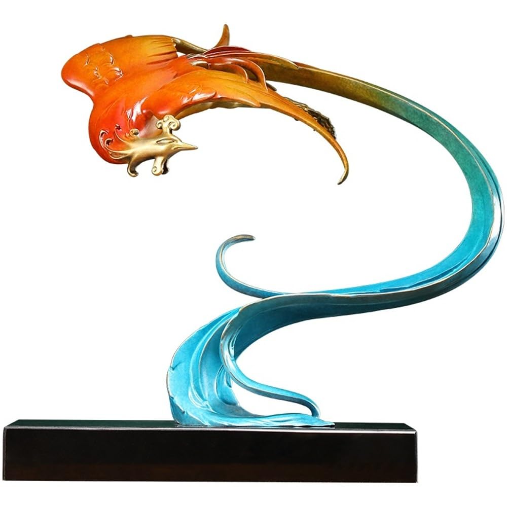AFGFGHES Statue Creative Copper Desktop Phoenix Ornaments Home Living Room Handmade Statue Study Office Auspicious Crafts Brass Figurine