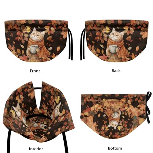 Image of Xoenoiee Cat Fall Leaf Tea Cozy Tea Cosy for Teapots Keep Warm Teapot Cover Insulated Kettle Cover for Home Kitchen Table Decor