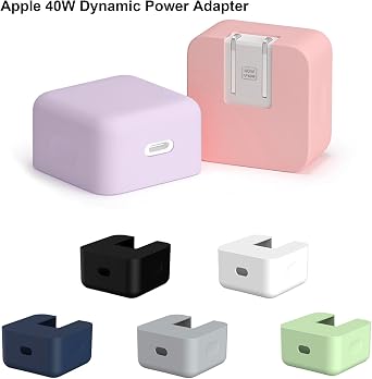 Grey Soft Silicone Charger Cover for Apple 40W Dynamic Power Adapter