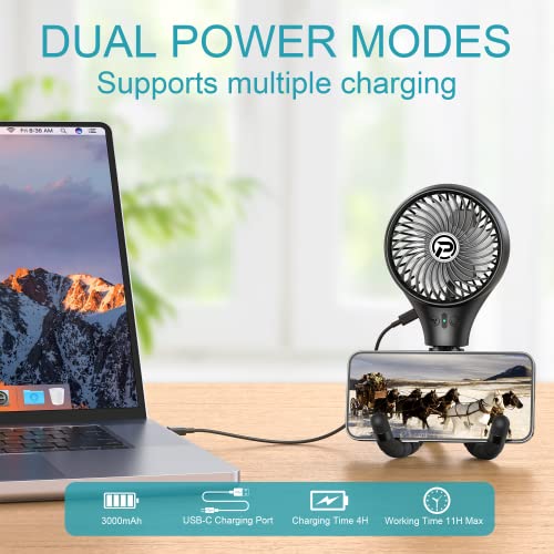Auto Oscillating Stroller Fan, Battery Operated Fan, Portable Fan With Flexible Tripod, Ultra Quiet Usb Desk Fan For Stroller/Car Seat/Treadmill/Camping/Hurricane/Outage, Black #TOP2