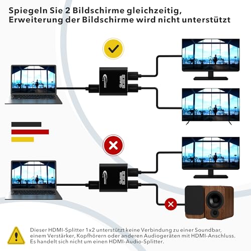 HDMI Splitter 1 in 2 out von Redstar24, 4K Unterstützung