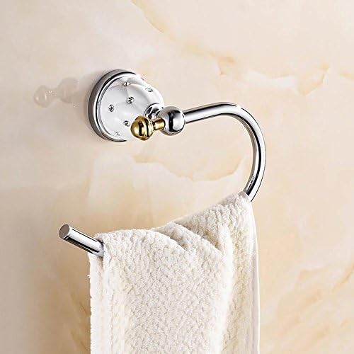 Bathroom Bath Towel Holder, Hand Towel Ring, Antique Gold Diamond Brass Towel Ring, Towel Holder, Towel Bar, Wall Mounted Accessories,A-A (B A)