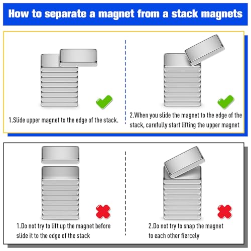 Image of FINDMAG Small Neodymium Magnets, 200 Pack 10x5x2mm, Rectangular Bars | Compact rare earth magnets with a low-profile bar shape; for craft models, office boards, fridge displays and DIY layouts