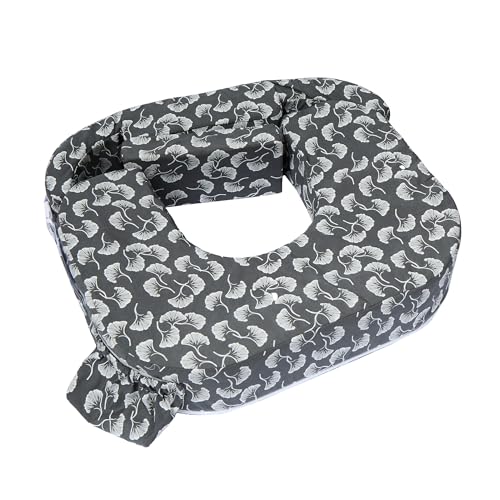 Image of My Brest Friend Twin Nursing Pillow - Enhanced Comfort with Slipcover - Ergonomic Breastfeeding Pillow for Ultimate Support - Adjustable Nursing Pillow with Handy Side Pocket, Grey/Wht Flwg Fans