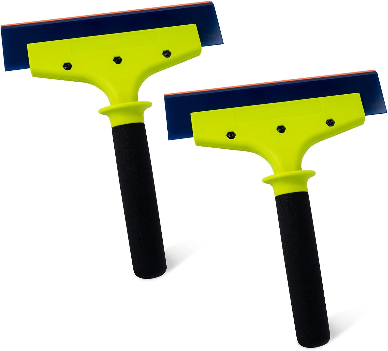 NEWISHTOOL 2 Pack Rubber Squeegee with Nylon Handle for Water Removal, Glass Cleaning, PPF Installing and Window Film Application (5-Inch Blade with Short Handle)
