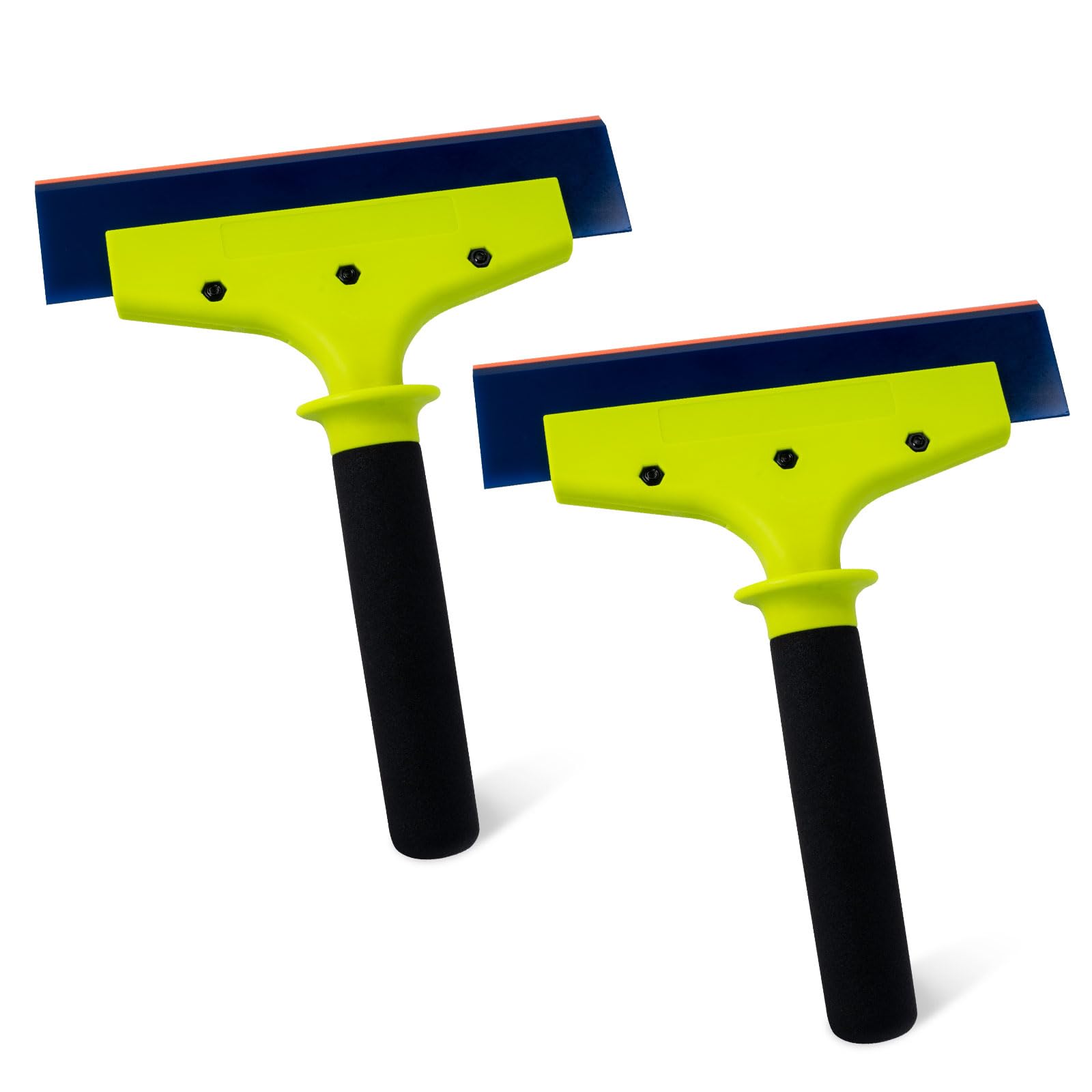NEWISHTOOL Paquete de 2 escobillas de goma con mango de nailon para eliminación de agua, limpieza de vidrio, instalación PPF y aplicación de película de ventana (hoja de 8 pulgadas con mango largo)