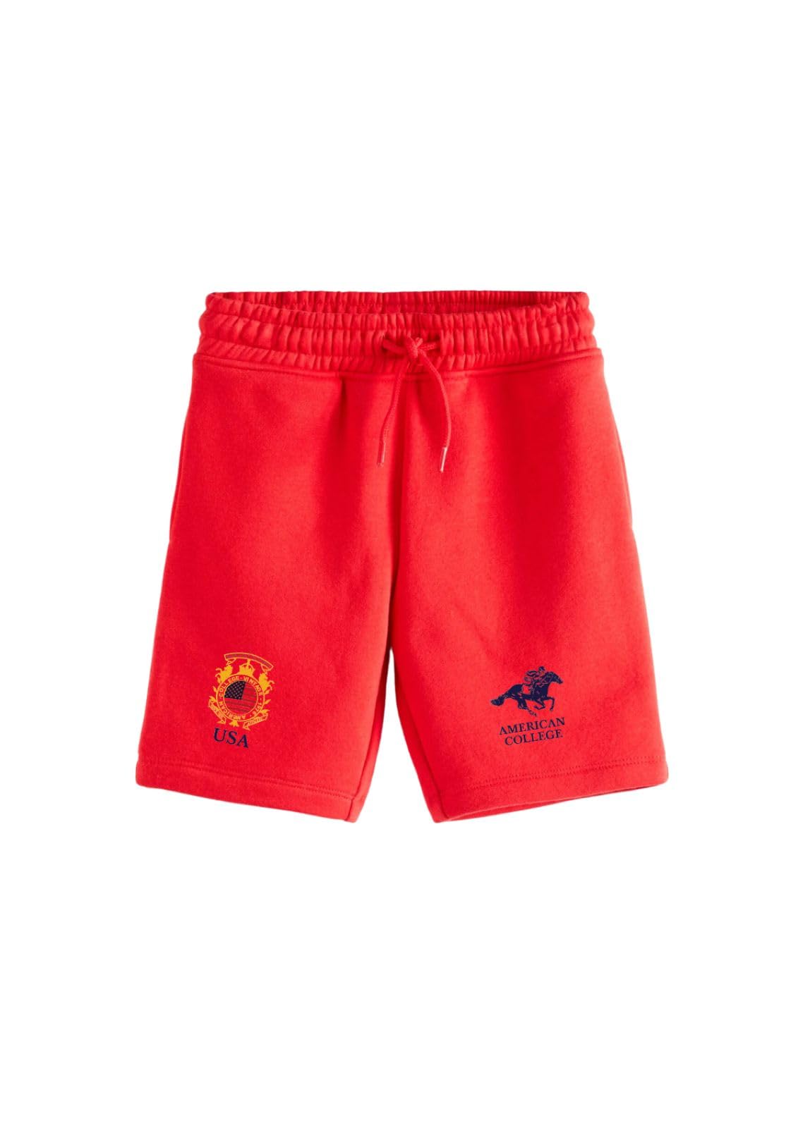 AMERICAN COLLEGE USA Unisex Herren Damen Bermuda Shorts, Rot, L