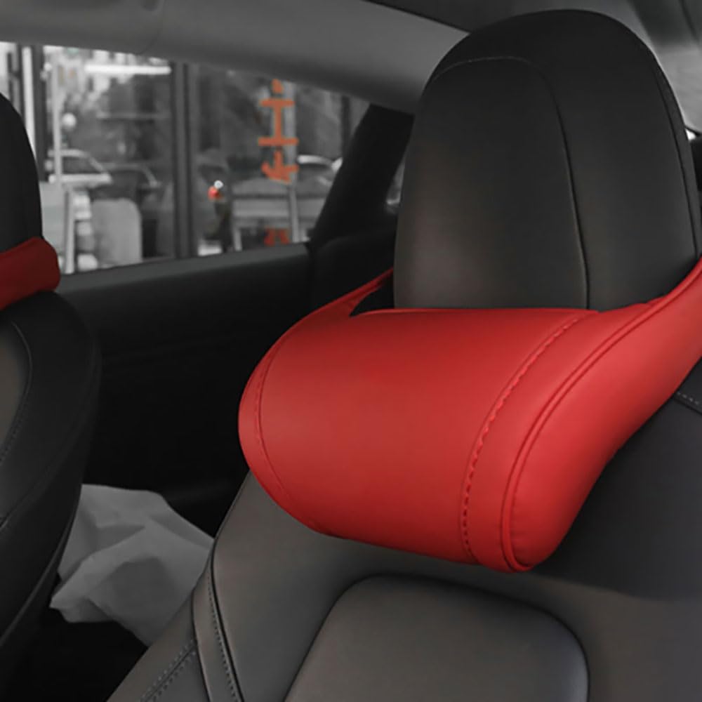 stamoo Neck Pillow for Tesla Model 3 Y S X Car Seat Headrest Cushion Neck Headrest 1PC (Red)