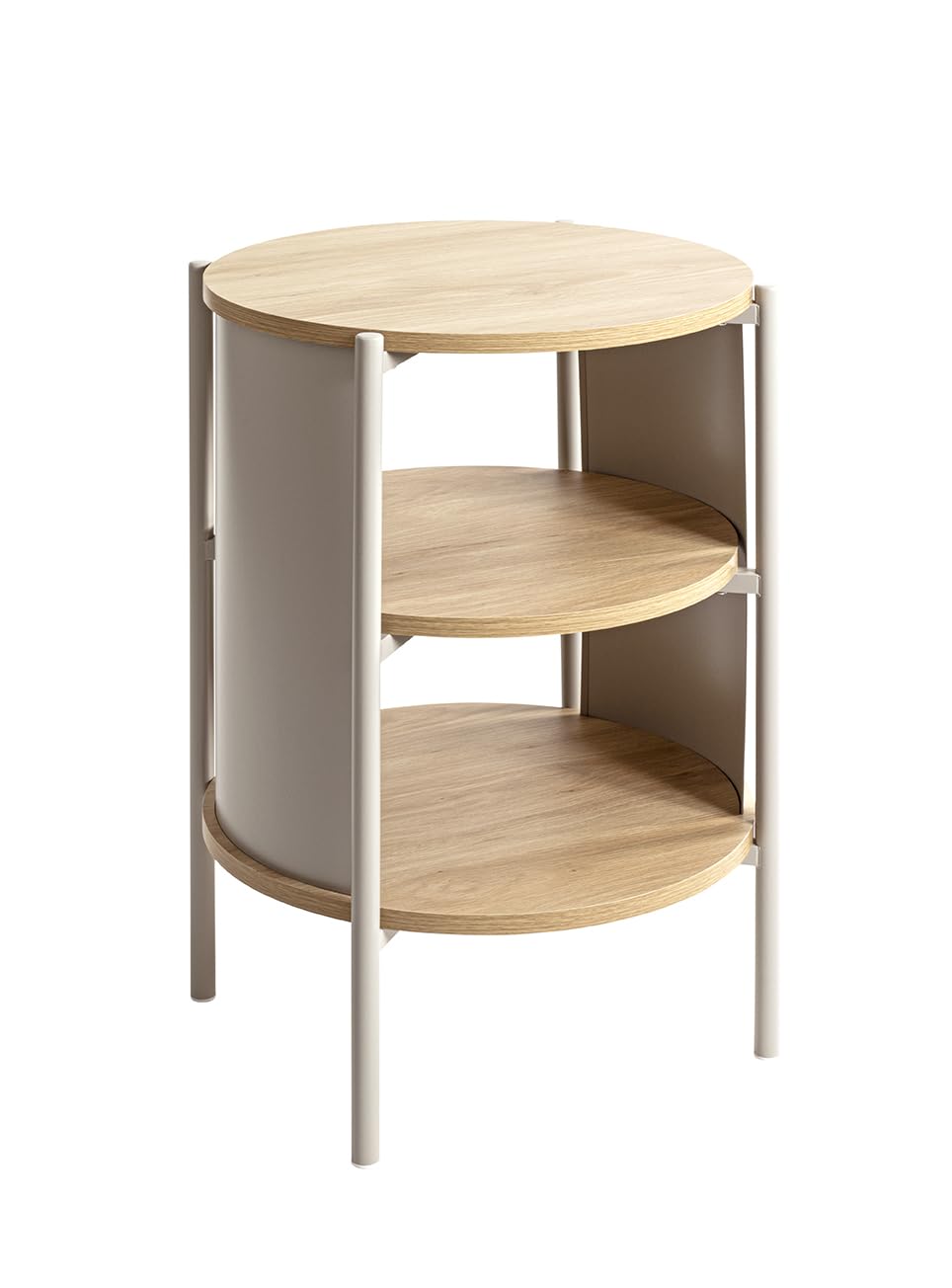 HAKU Side Table Round Side table bedSide table natural Oak cashmere grey MDF Metal round coffee table – Dimensions: H 60 x Ø 44 cm Style: Modern