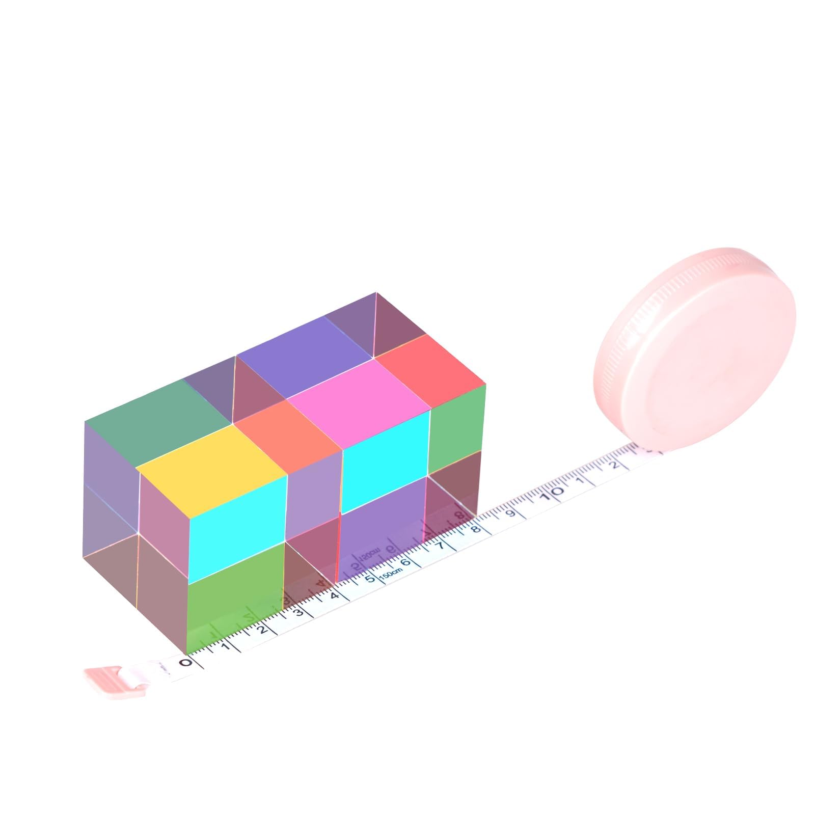 CMY Color Cube, 40mm (1.6 inch) Multi-Color Acrylic Prism, Physics Toy and Desktop Decor, 2 Pack