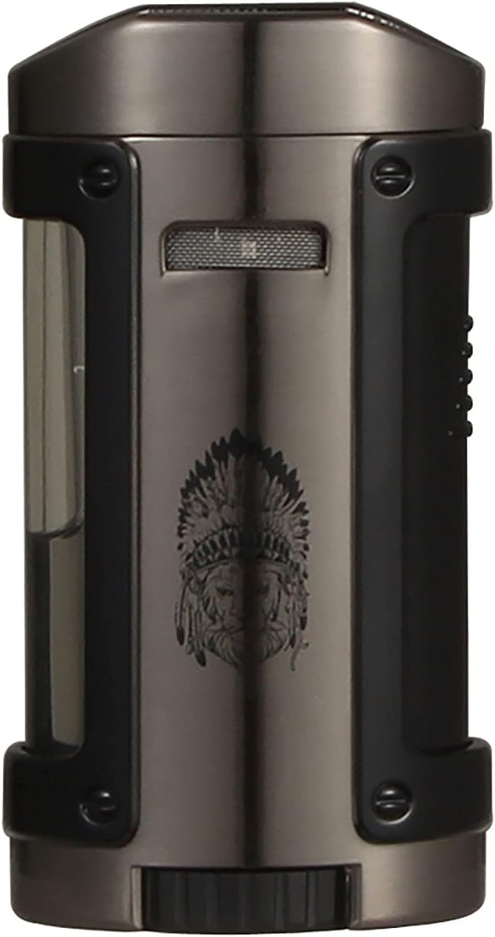 Windproof Cigar Lighter Metal Portable 4 Torch Blue Flame Cigar Holder Smoking Lighters for Kitchen BBQ Camping