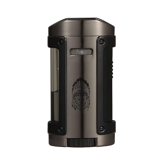 Windproof Cigar Lighter Metal Portable 4 Torch Blue Flame Cigar