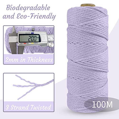 LEREATI Macrame Cord 2mm x 100m, Thick Macrame Rope Natural Cotton Rope Craft String - Image 3
