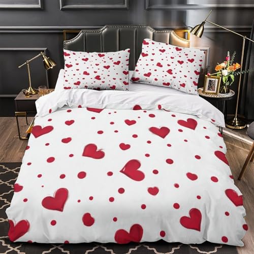 KLZXCVBNMQW Hes Ensemble De Literie 3D Imprimée Microfibre 3 Pièces Taie Super Douce Romantic Parure de Lit Hypoallergique Résistante for Ado...