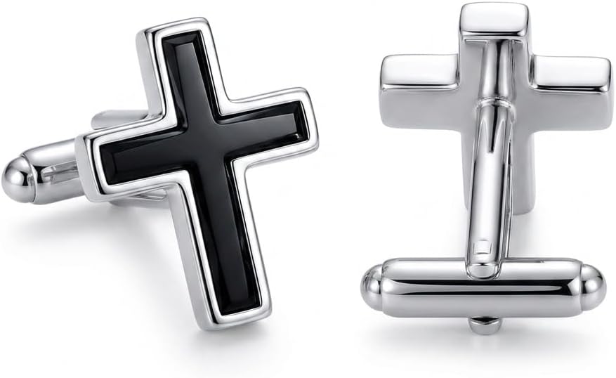 Cross/Compass Cufflinks for Men Shirt Suit Accessory Gifts for Husband Father