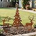 3er Set Gartenstecker Weihnachten, Rost Deko Weihnachtsgesteck Aus Metall, Weihnachtsbaum Und Hirsch Blumenstecker Weihnachten, Wetterfest Outdoor Weihnachtsdeko Für Advent, Garten, Terrasse(A)