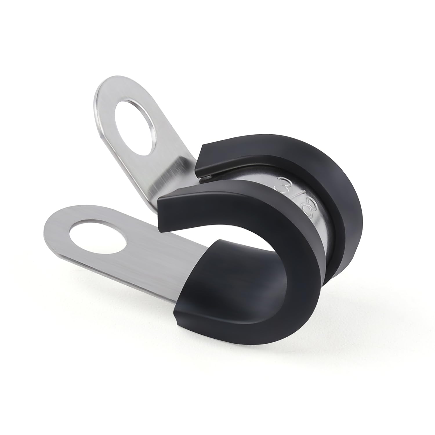 Flytuo 10mm Cable Clamp 20 Pack - 304 Stainless Steel Rubber Cushion Insulated Pipe Clamps, Metal Clamp, Cable Holder, Tube Clamps for Pipe or Wire Management(10mm/0.375'')