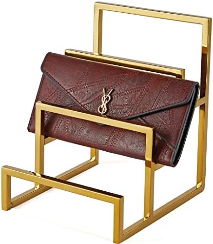 Polished Gold 3-Layer Wallet Display Rack Metal Clutch Holder Retail Store Wallet Display Rack Show Wallet Rack