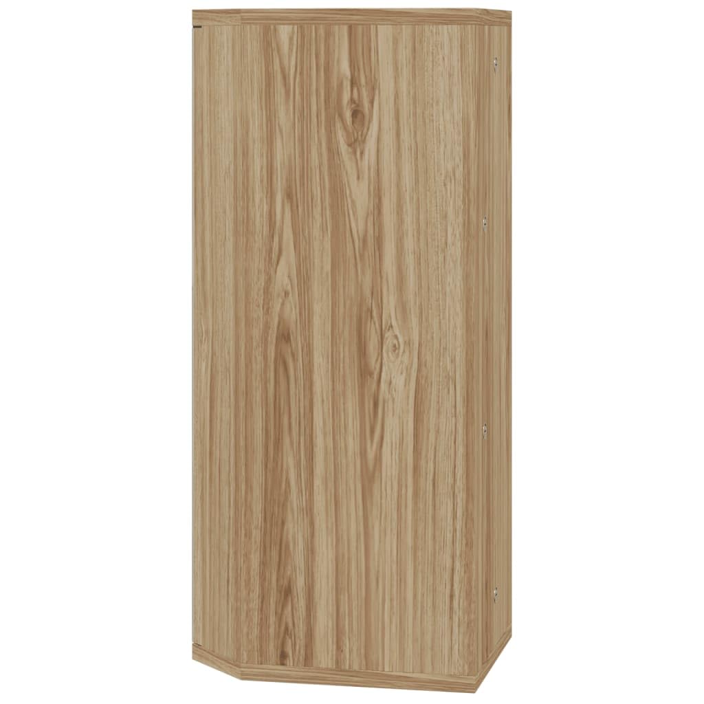 Narożna szafka z lustrem o wyglądzie dębu, 30 x 24 x 60 cm, z półkami i lustrem, szafka łazienkowa z materiału drewnopochodnego do montażu na ścianie, miejsce do przechowywania, organizer do