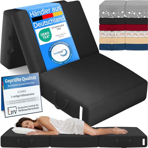 ELONEO Klappmatratze, Gästematratze, 3-teilige Faltmatratze...