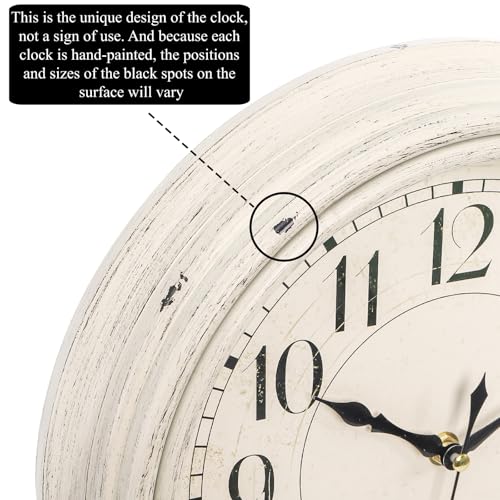 Peohud Silent Wall Clock, 12 Inch Vintage Non Ticking Quartz Battery Operated Round Clock, Rustic Wall Clock for Living Room Kitchen Home Office Classroom School - Image 4