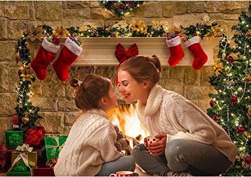 Mehofoto Thème De Noël Arbre Cheminée Chaussettes Photographie Toile de Fond 7x5ft Xmas Partie Décoration Cadeaux Réveillon De Noël Intérieur Photo Studio Props – Image 3
