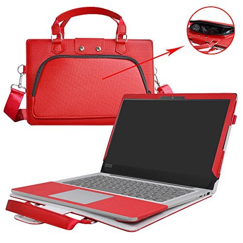 Ideapad 120S 14 Case,2 in 1 Accurately Designed Protective PU Leather Cover + Portable Carrying Bag for 14" Lenovo Ideapad 120S 14 120S-14IAP Laptop(Not fit Ideapad 120S 11.6/110/100/320/310),Red
