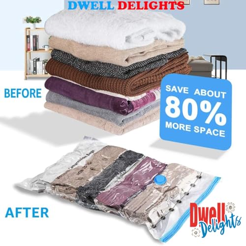 Image of Smart Saver Vacuum Bags for Travel, Space Saver Bags 5 Pack (1 Large 2 Medium 2 Small) Storage Bags for Clothes, Sealer Bags, Vaccine Sealed Airtight Ziplock Bag with Hand Pump