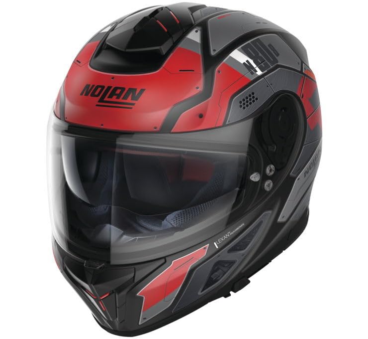 Nolan N80-8 Starscream N-COM Full Face Motorcycle Helmet Flat Black/Red Street Touring Adult Size...
