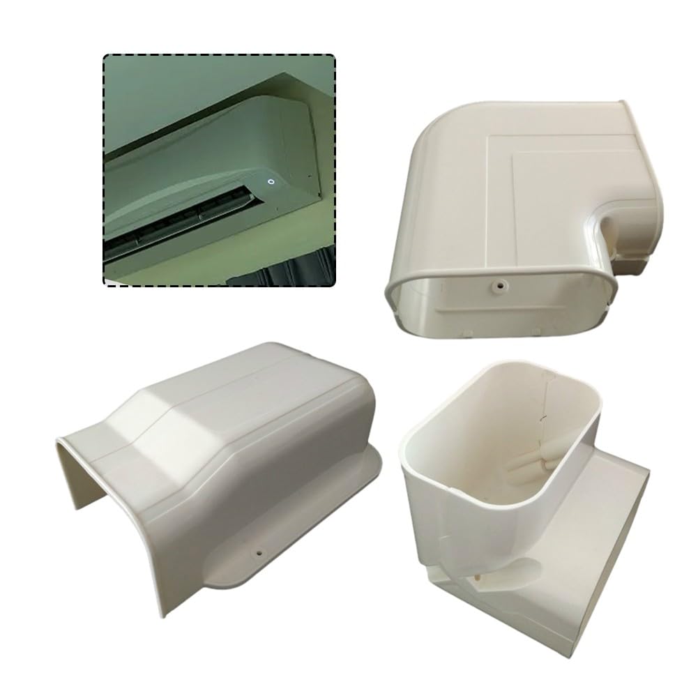 Carcasa decorativa de PVC blanco para aire acondicionado central, 100 x 65 mm, 3 unidades de CA 6P, juego de línea para tubo de protección, fácil de instalar