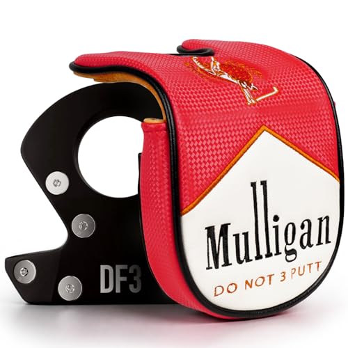 Mulligan Funny Golf Headcover Set of 4 Driver Head Cover DF3 Blade Putter Cover Fit 460CC Driver Fairway Wood Hybrid Premium Protective Wood Head Covers for Men Upgraded Leather Made