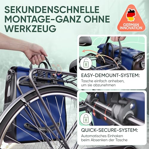 NATRYFE Fahrradtasche für Gepäckträger - 22L Volumen, 100% Wasserdicht & Robust - Mit Reflektoren...