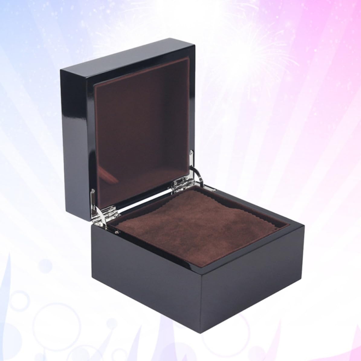 Vitrina para Relojes de Madera Negra Acabado Barnizado, Caja Cuadrada para Hombre, Protección y Almacenamiento Delicado Forro de Franela