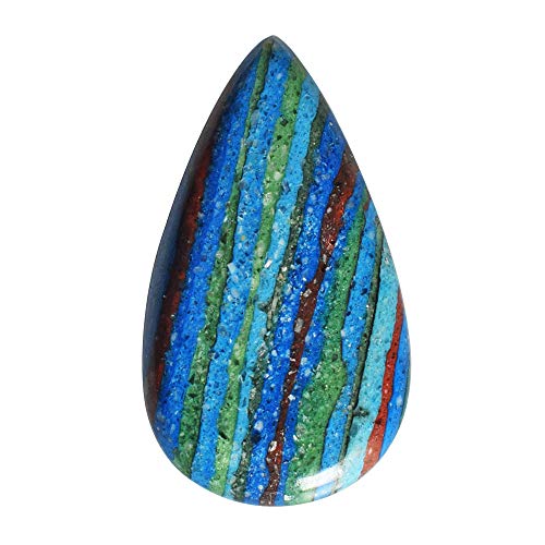 Cabochon en calsilice arc-en-ciel forme poire 39 mm pour fabrication bijoux DIY