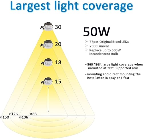 Vista 5 de Luz LED de granero, luz de patio al aire libre del atardecer al amanecer con fotocélula, ultra brillante 5000K luz diurna 7500lm, reemplazo de 500W