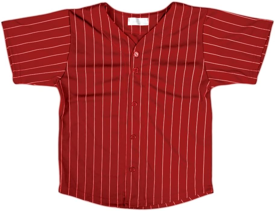 Kids Baseball Jersey Button Down Premium Striped T Shirts Uniform