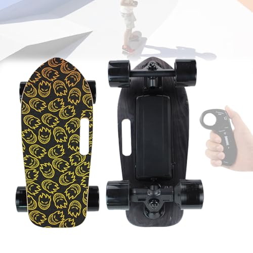 Feiphla Longboard EléCtrico, Mini Longboard Original, DiseñO FáCil De Transportar,Control Remoto De 4 Velocidades, para Principiantes, NiñAs Y NiñOs Flame-15kmRange
