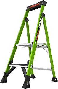Little Giant Ladders, MightyLite 2.0, 4' Stepladder with Ground Cue, Fiberglass, Type IAA, 375 lbs Weight Rating, (15404-001), Green