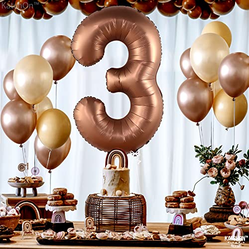 Image of KatchOn Coffee Brown Number 3 Balloon 40 Inch