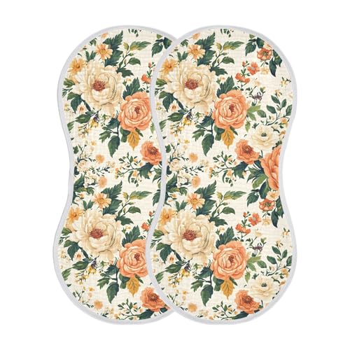 xigua Vintage Floral Baby Burp Cloths for Newborn Boys and Girls 2 Pack, Soft & Absorbent Cotton Baby Burp Cloth, Baby Washcloths, Newborn Towel, Burp Rags2
