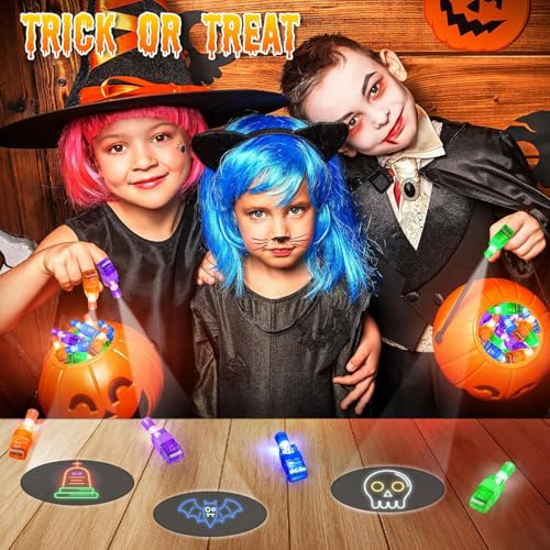 CHENBOOW Halloween Leuchtringe,36 Stück Finger Lampe,LED Fingerlichter,Leuchtende Ringe,LED Bunt Fingerlicht,Fingerring Leuchtringe,für Karneval,Fasching,Mottoparty,Halloween,Cosplay Party